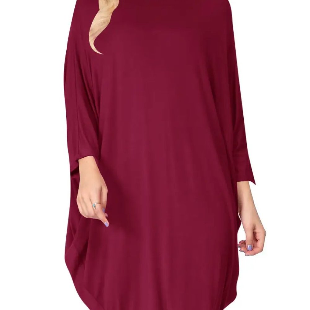 Women's Solid Jersey Knit Crew Neck Midi Dress
